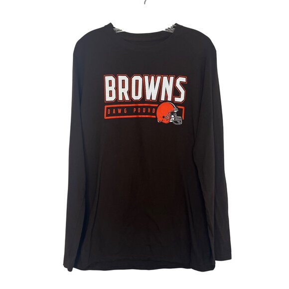Cleveland Browns Dawg Pound Long Sleeve Tshirt Mens Medium Brown NFL - Picture 1 of 7